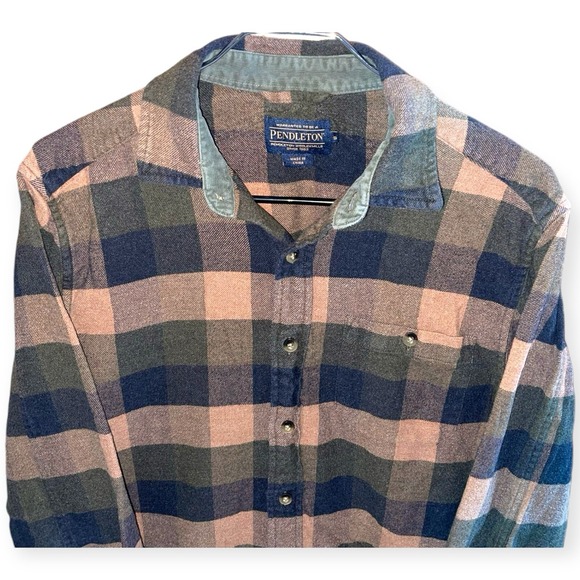 VINTAGE Pendleton Shirt Mens Brown Plaid Woolen Mills Small‎ - Picture 3 of 4